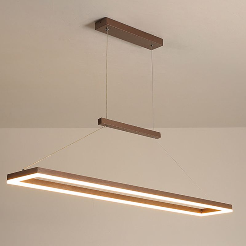 Nexil Modern Rectangular Hanging Pendant Light, Gold/Coffee