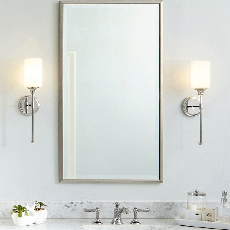 Arisha Milky Glass Mirror Front Vanity Wall Lamp, 2 Colour