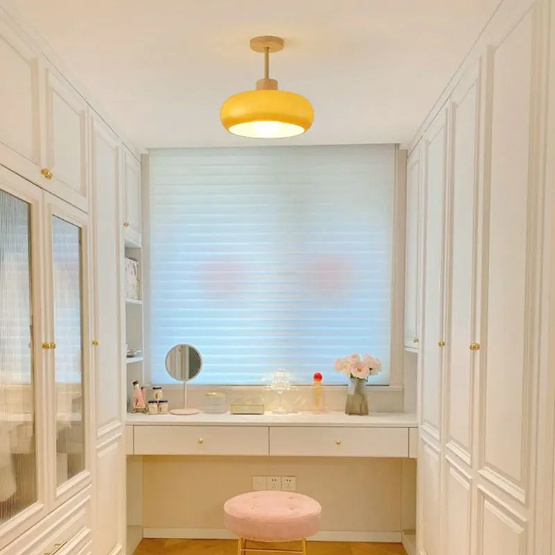 Valentina minimalistinen kupinmuotoinen puu-/lasikattovalaisin, valkoinen/oranssi