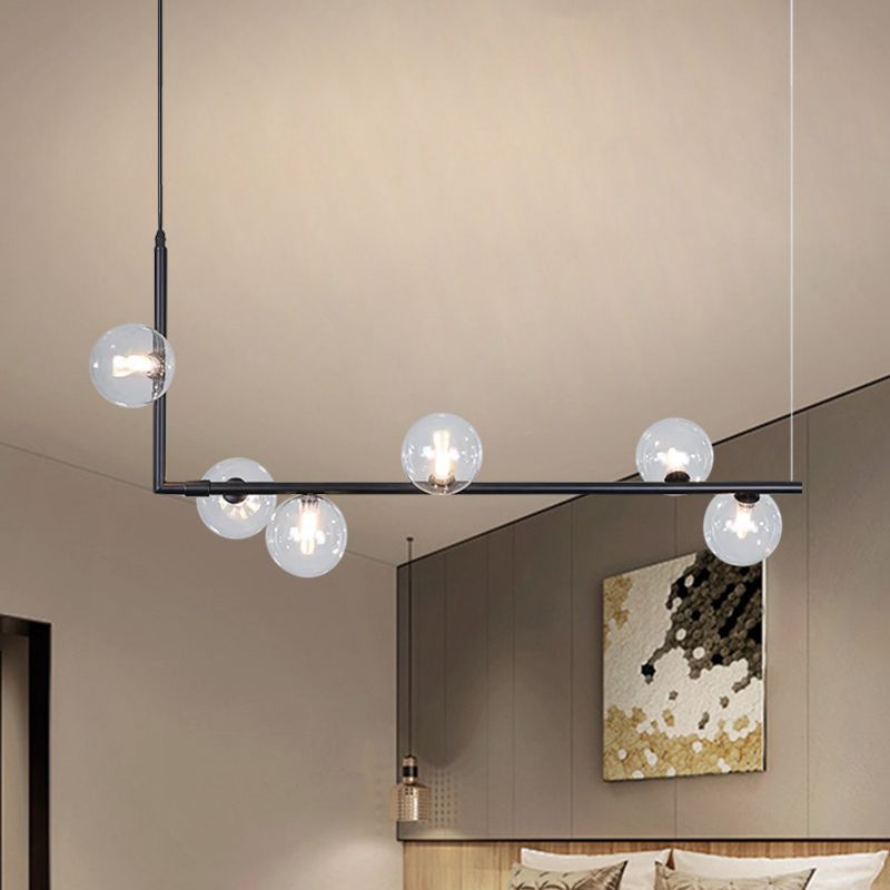 Valentina Minimalist Linear Pendant Light, Black & Gold, 6/8 Heads