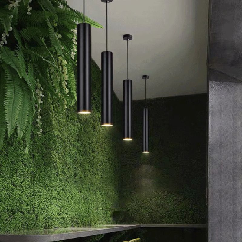 Solira Pendant Light Modern Cylinder Shape Linear Black