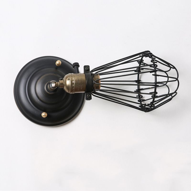 Candeeiro de parede Alessio industrial em forma de lanterna, em metal, preto/ferrugem