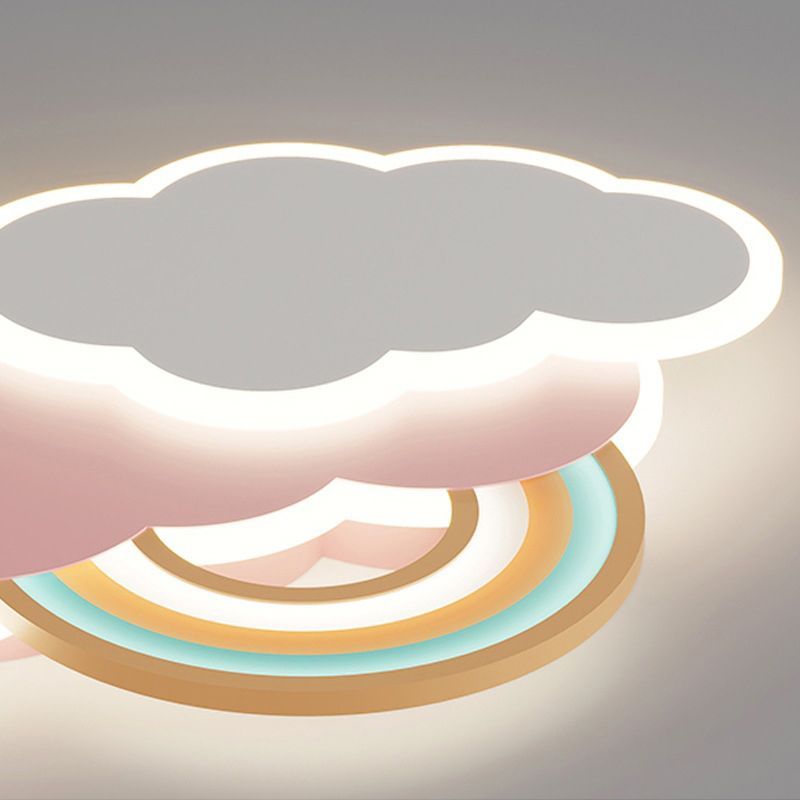 Candeeiro de teto moderno Aria, tipo nuvem/arco-íris, de montagem rente ao teto, cor-de-rosa/branco