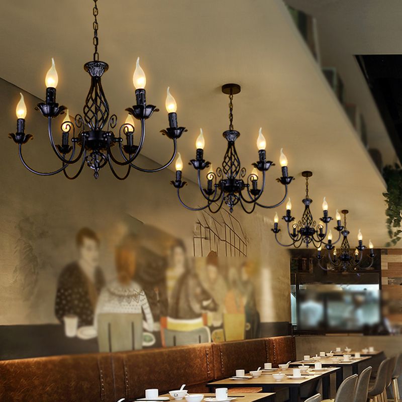 Silva retro pendellampa med ljus, metall/glas, svart/vit, restaurang