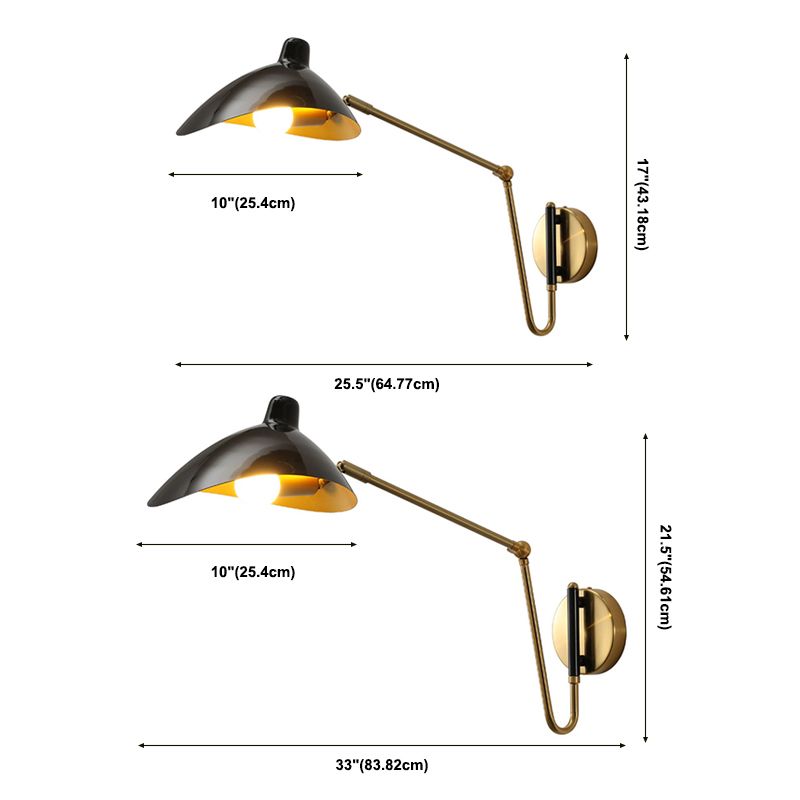 Epoch industriell vägglampa med svängarm, svart/guld