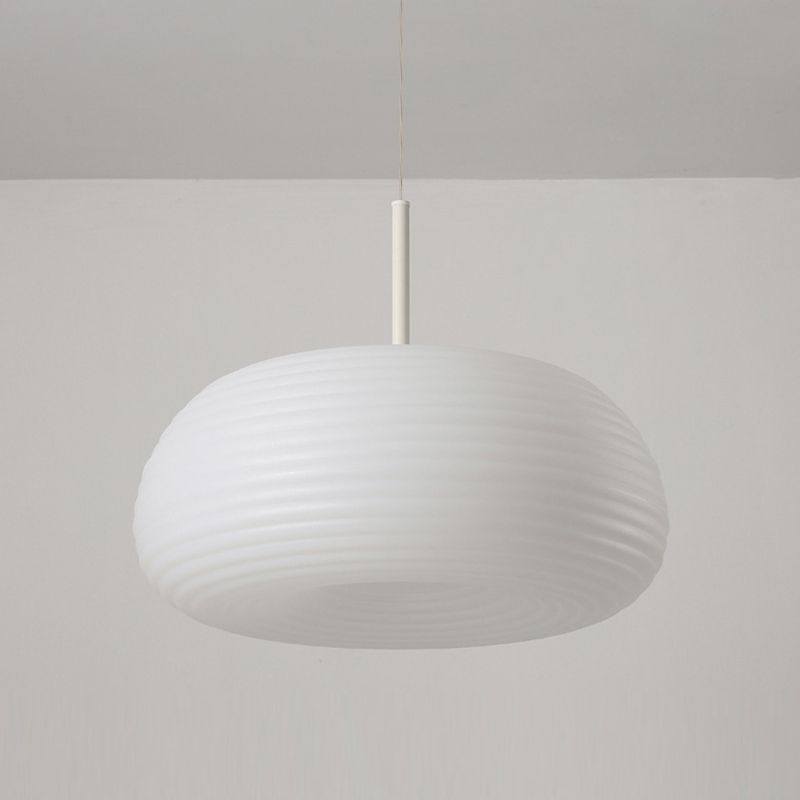 Zoriel Pendant Light White Glass Drum Shape