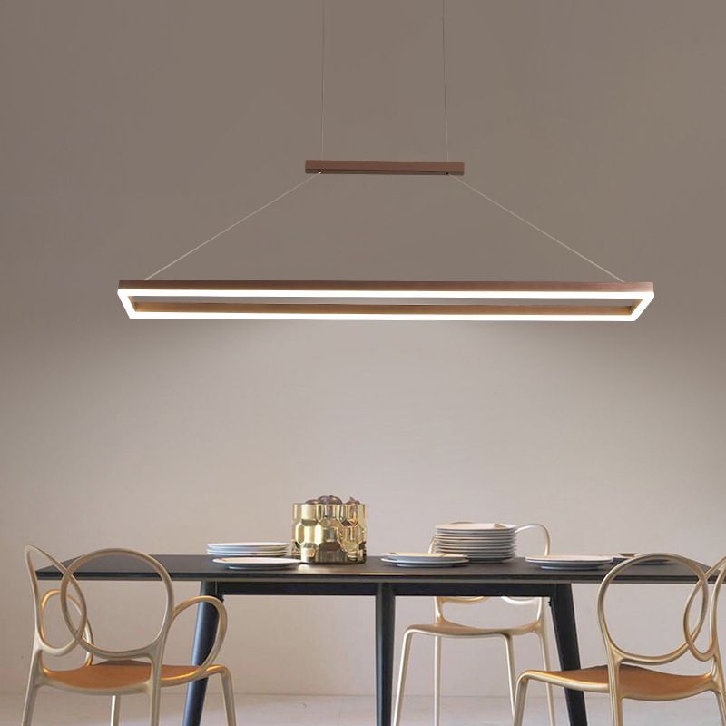 Nexil Modern Rectangular Hanging Pendant Light, Gold/Coffee