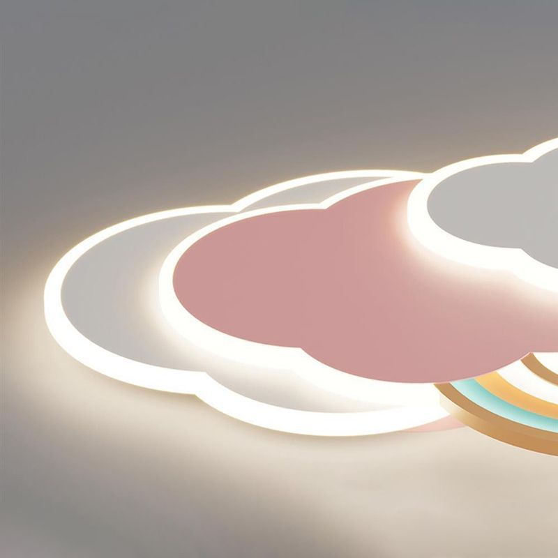 Candeeiro de teto moderno Aria, tipo nuvem/arco-íris, de montagem rente ao teto, cor-de-rosa/branco