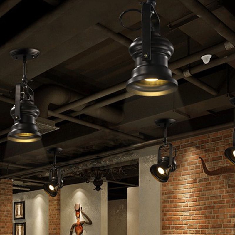 Candeeiro de teto Alessio de montagem semiembutida, estilo industrial, rotativo