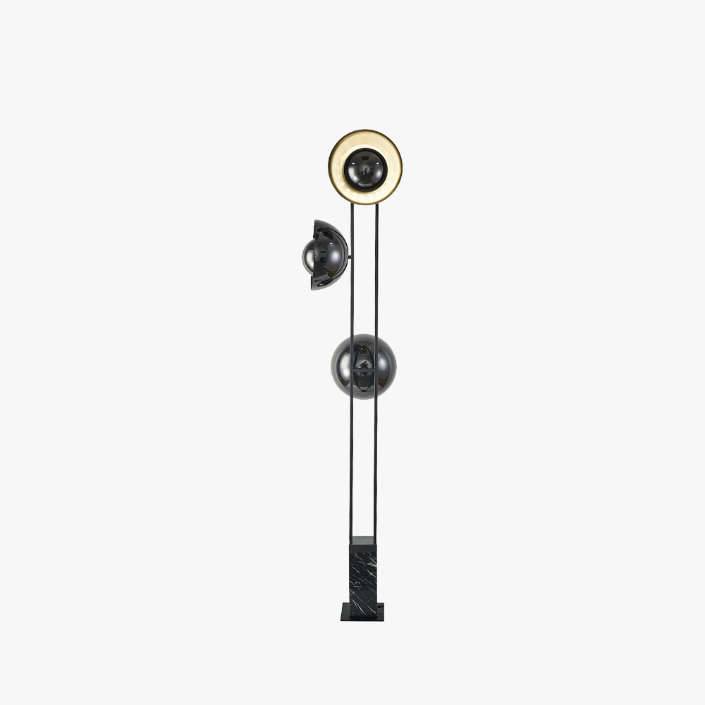 Salgado Modern Minimalist Tri-head Floor Lamp, Metal & Marble