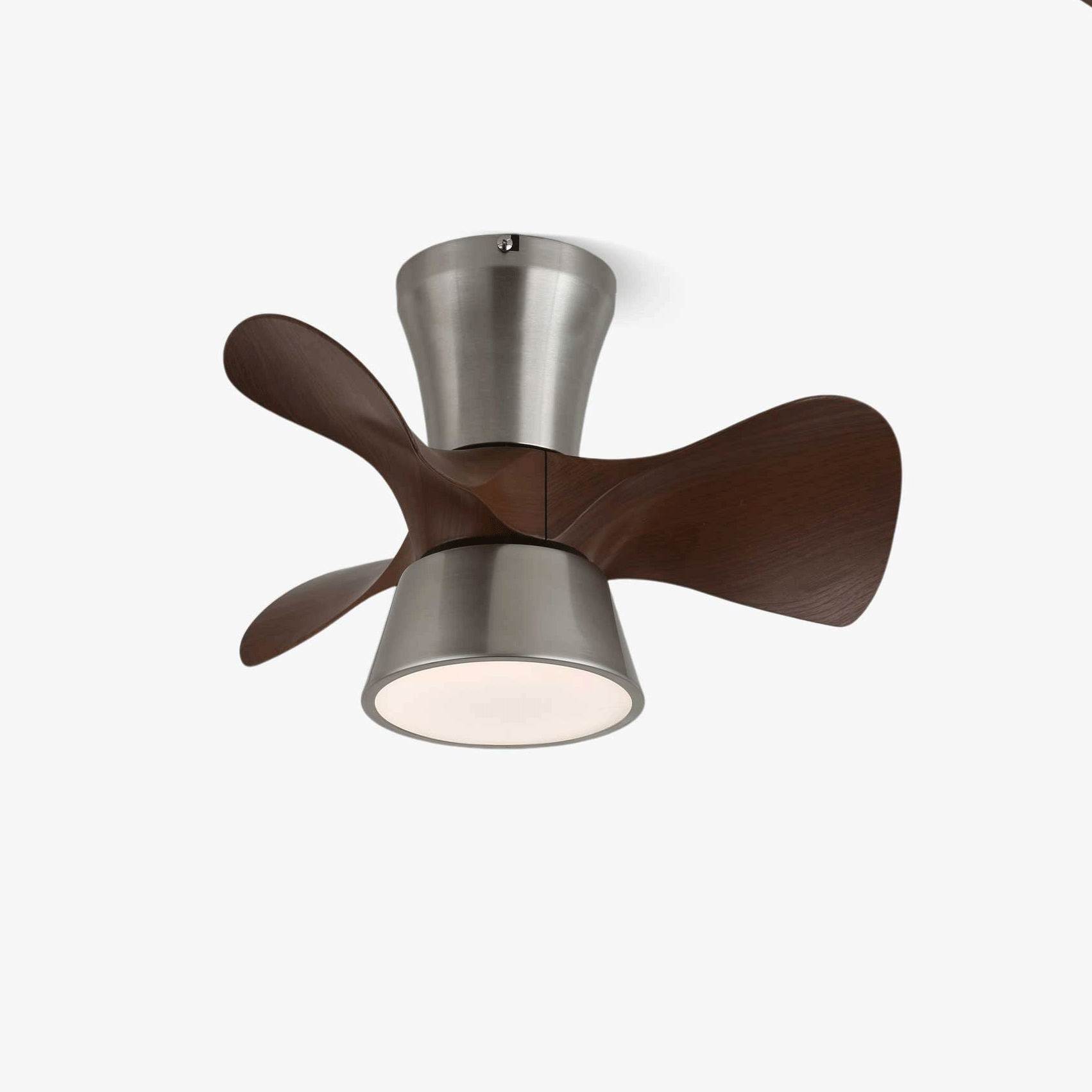 Nera moderne loftsventilator med lys i træ