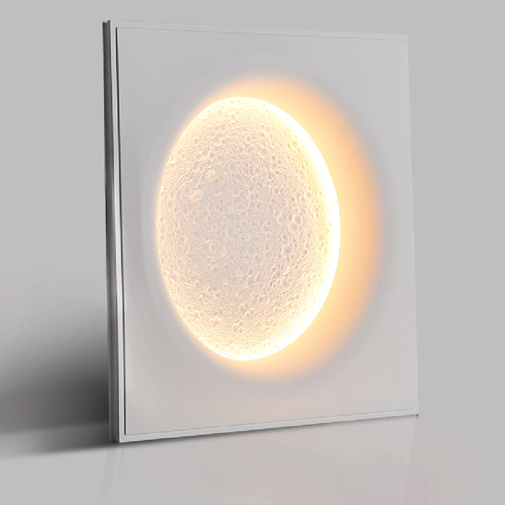 Candeeiro de parede decorativo Aria, em metal/gesso com forma de lua, branco