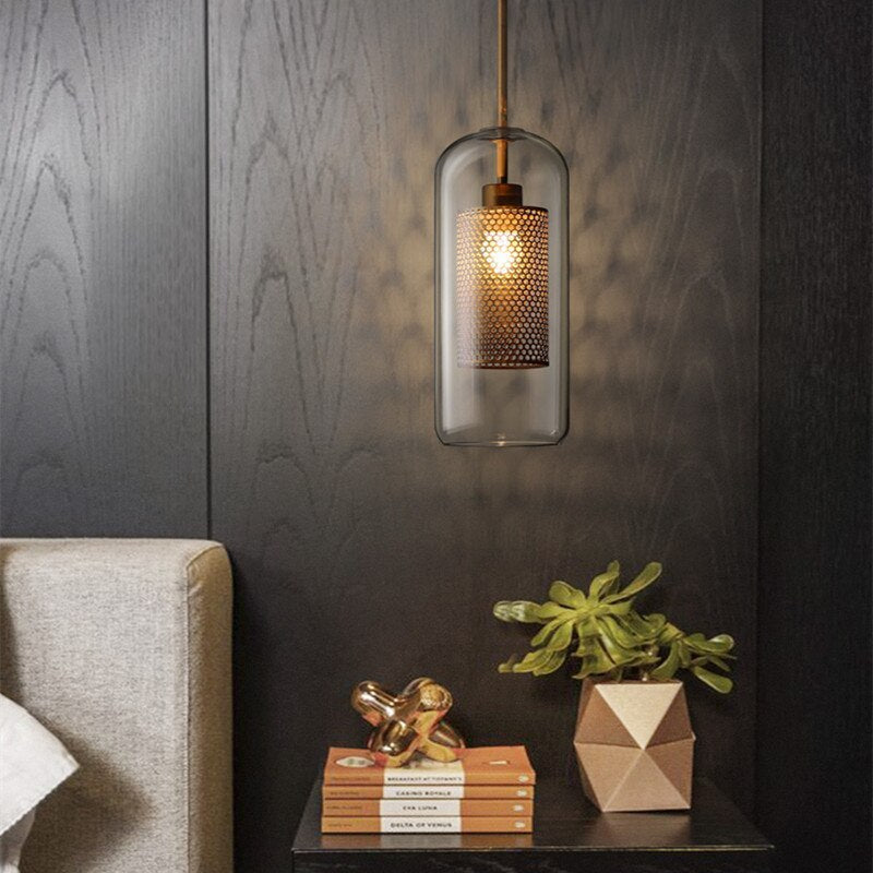 Nerel Contemporary Golden Pendant Light, Glass, Globe/Cylindric