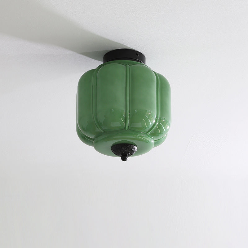 Selviro loftlampe, grønt glas, messing, klassisk