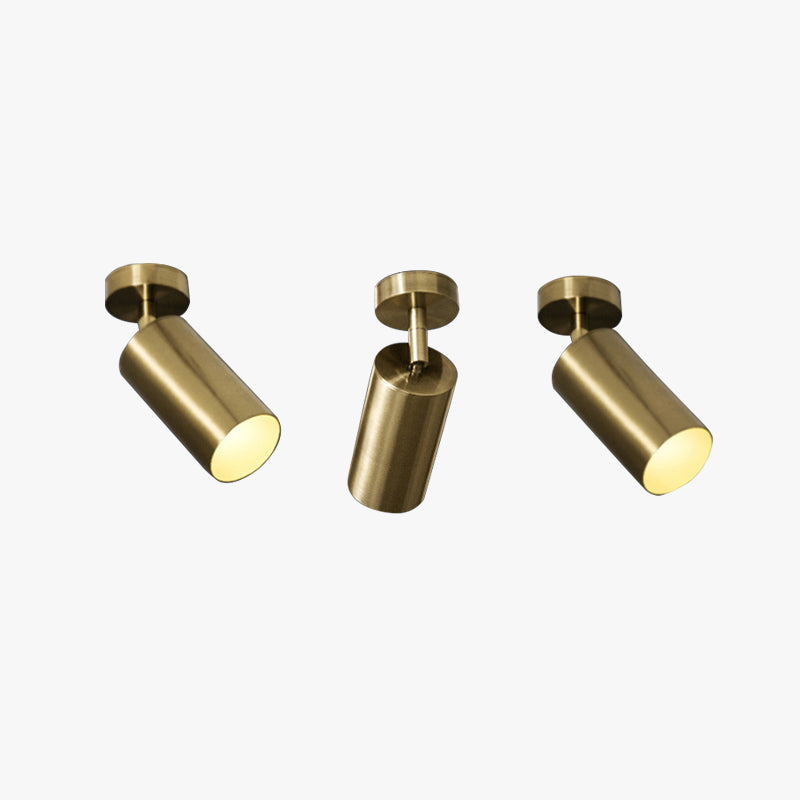 Candeeiro de teto Aria Moderno com foco cilíndrico dourado, de montagem embutida, em metal
