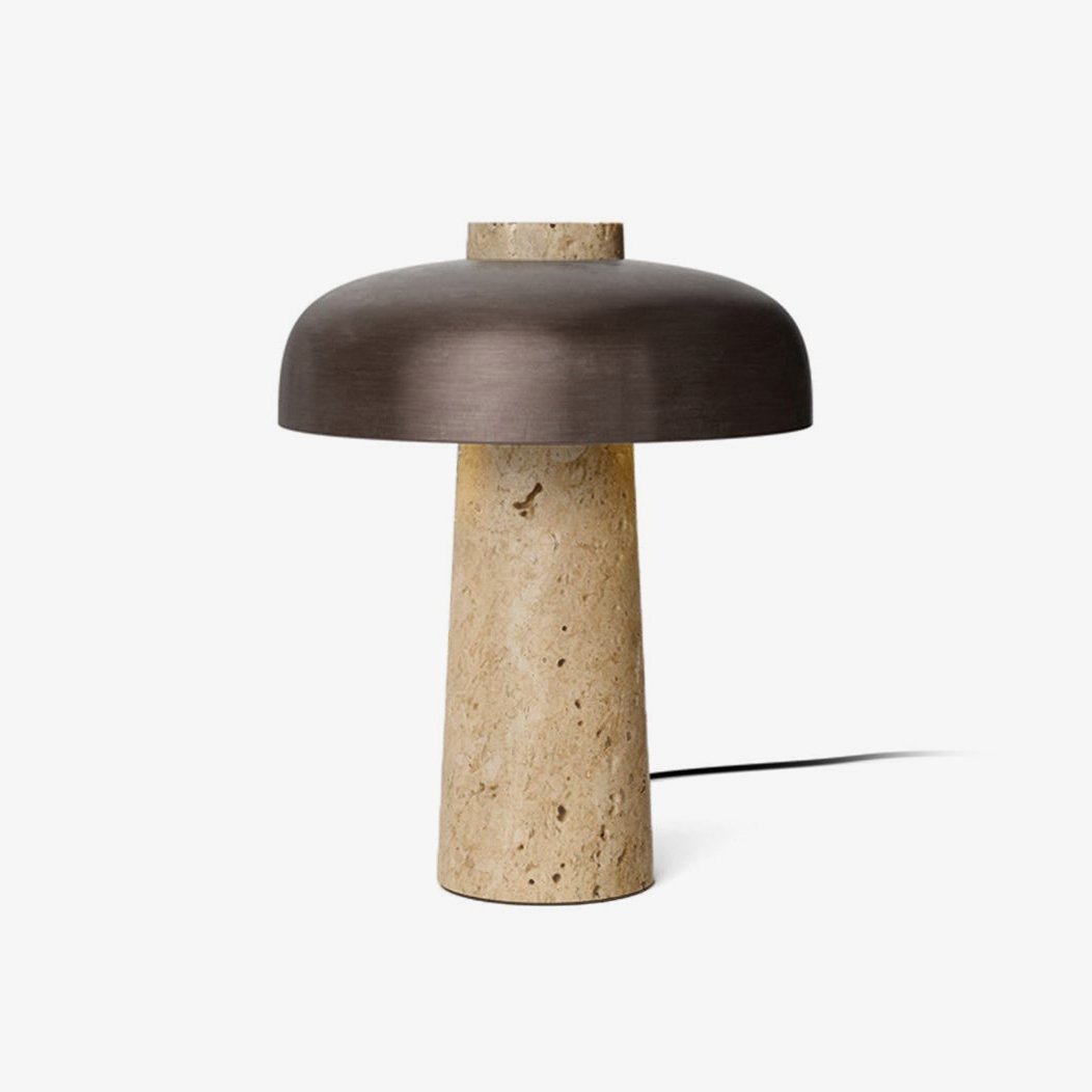 Tavivira svampeformet travertinbordlampe