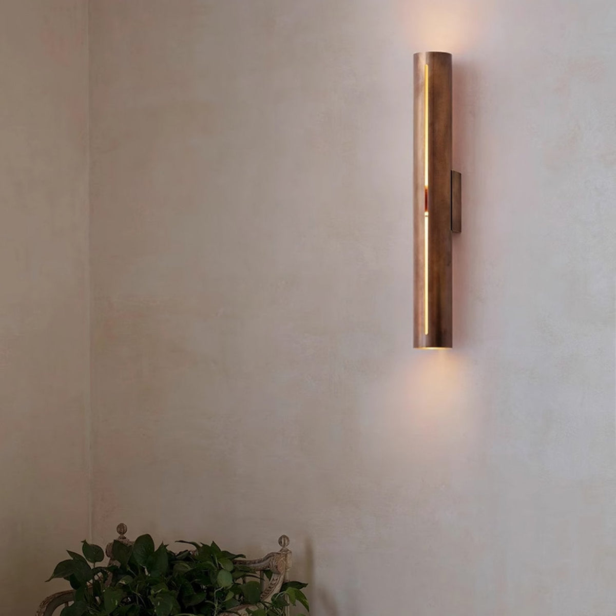 Avsilara moderne minimalistisk cylindrisk væglampe i messing