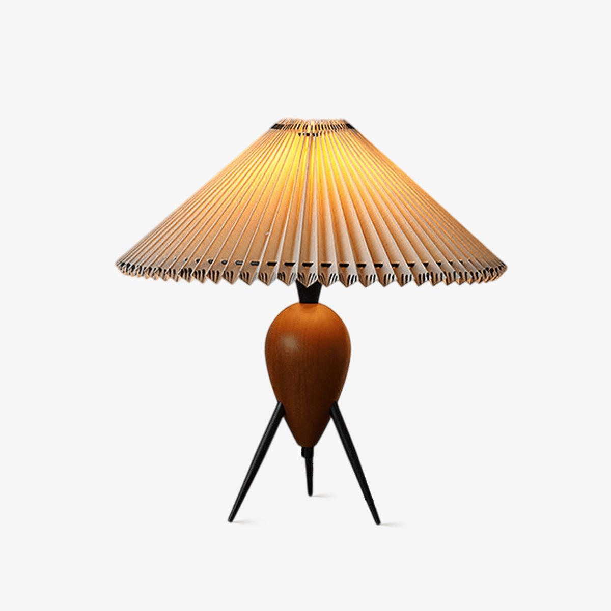 Candeeiro de mesa retro Elyse em madeira e tecido