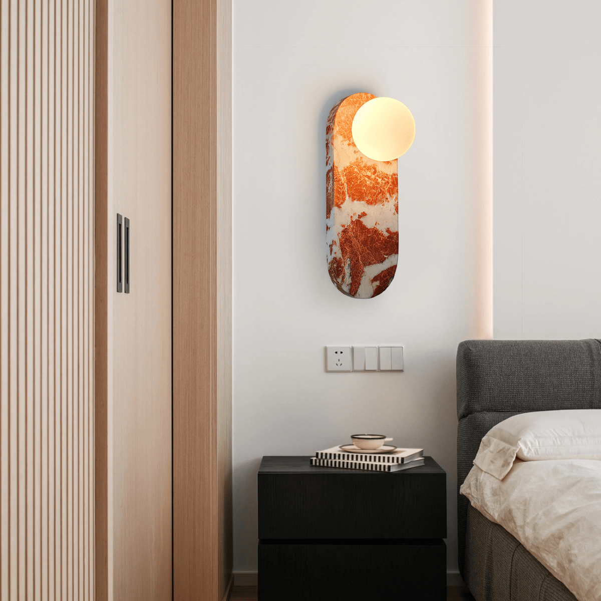 Sysolion moderne minimalistisk væglampe i glas og marmor