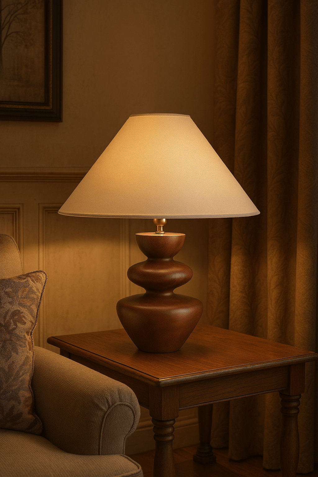 Joanne vintage-bordlampe i træ