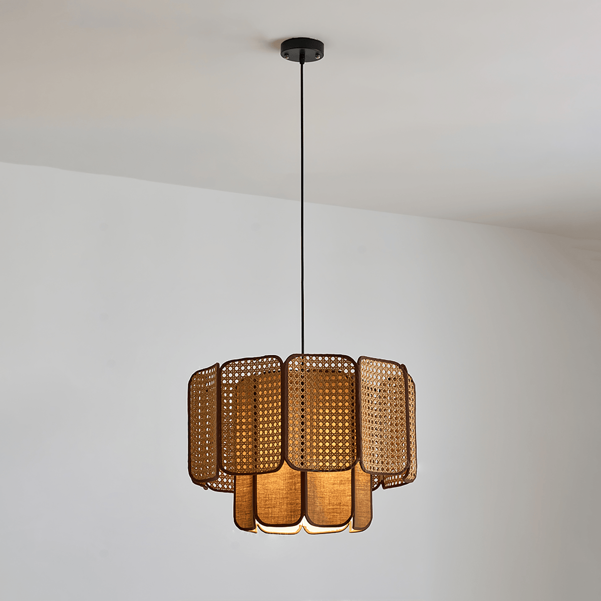 Cane vintage-taklampa i tyg