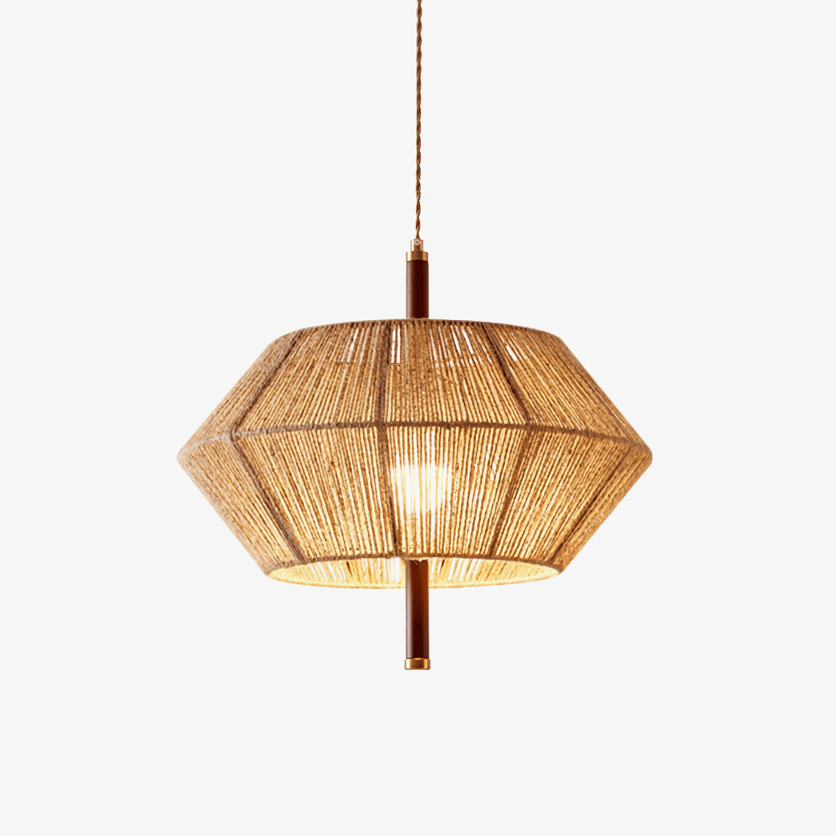 Vintage pendellampe i rattan og reb