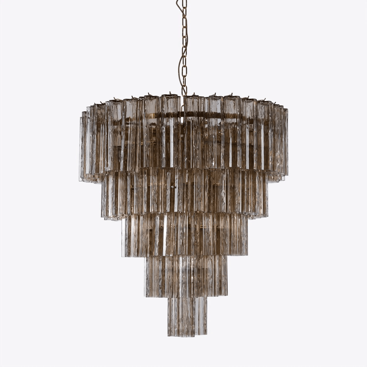 Celinian stór ljósakróna úr riffluðu gleri með fimm lögum, miðja 20. aldar