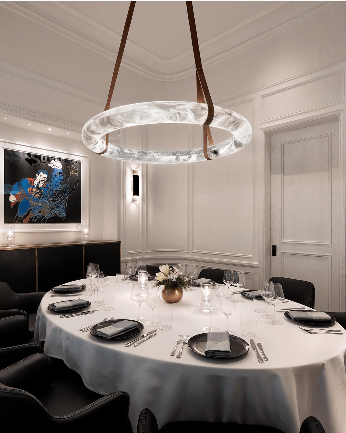 Tarys Alabaster Chandeliers Ring Leather Strap Version B