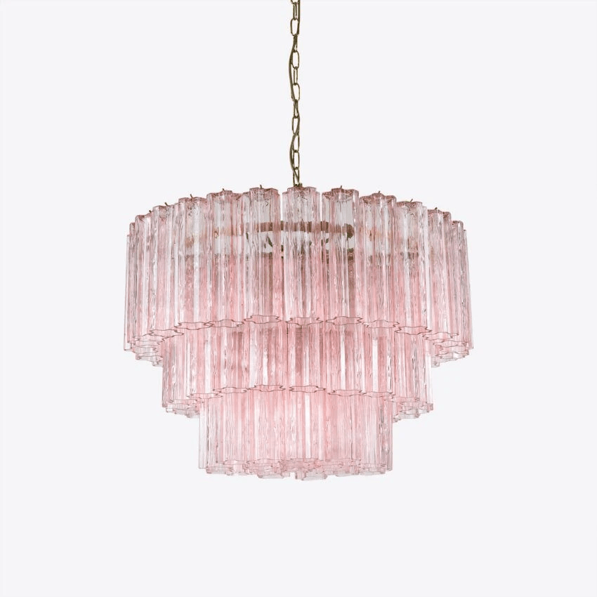 Eiranora lysekrone med fem lag, riflede glasrør, mid-century