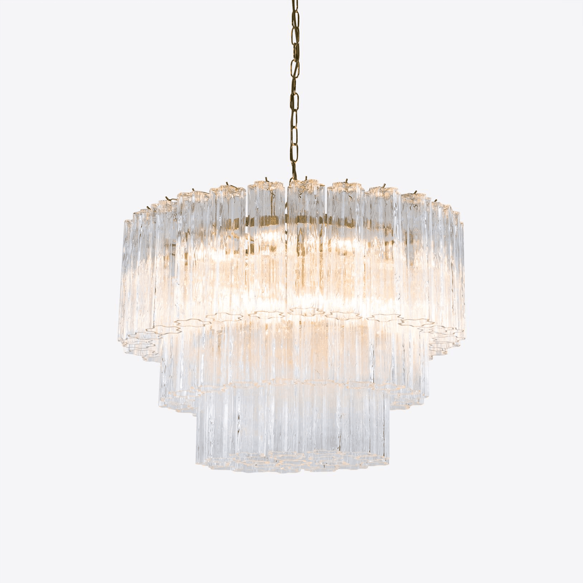 Eiranora lysekrone med fem lag, riflede glasrør, mid-century