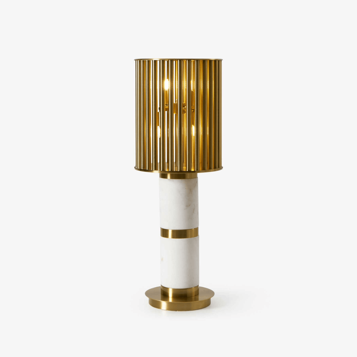 Elios Forgyldt bordlampe med burdesign