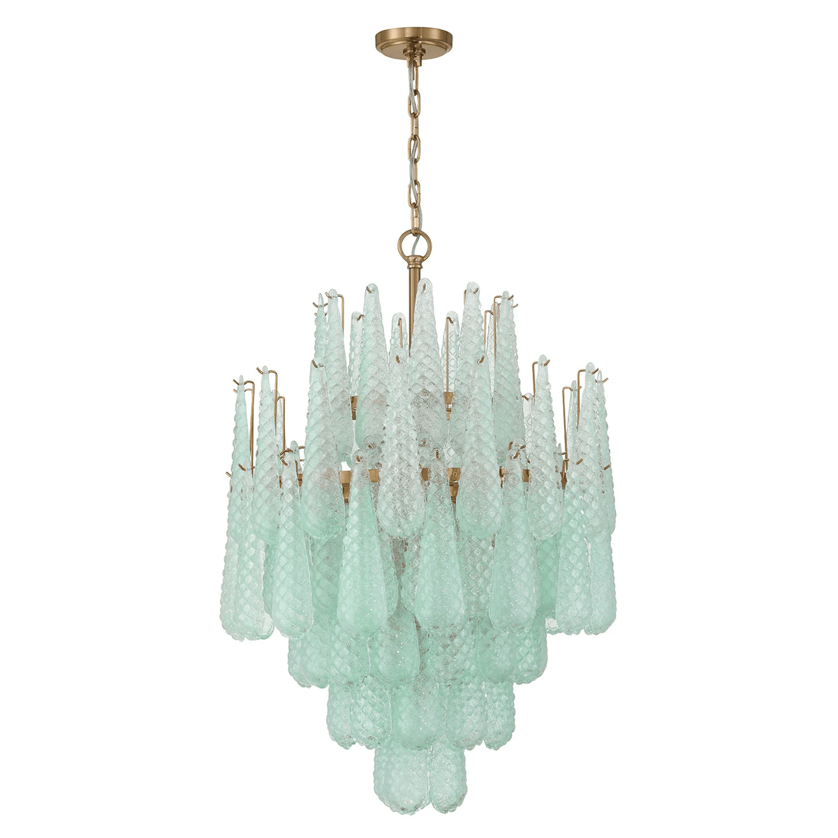 Velorian Lysekrone med dråbeformet tekstureret glas elegant