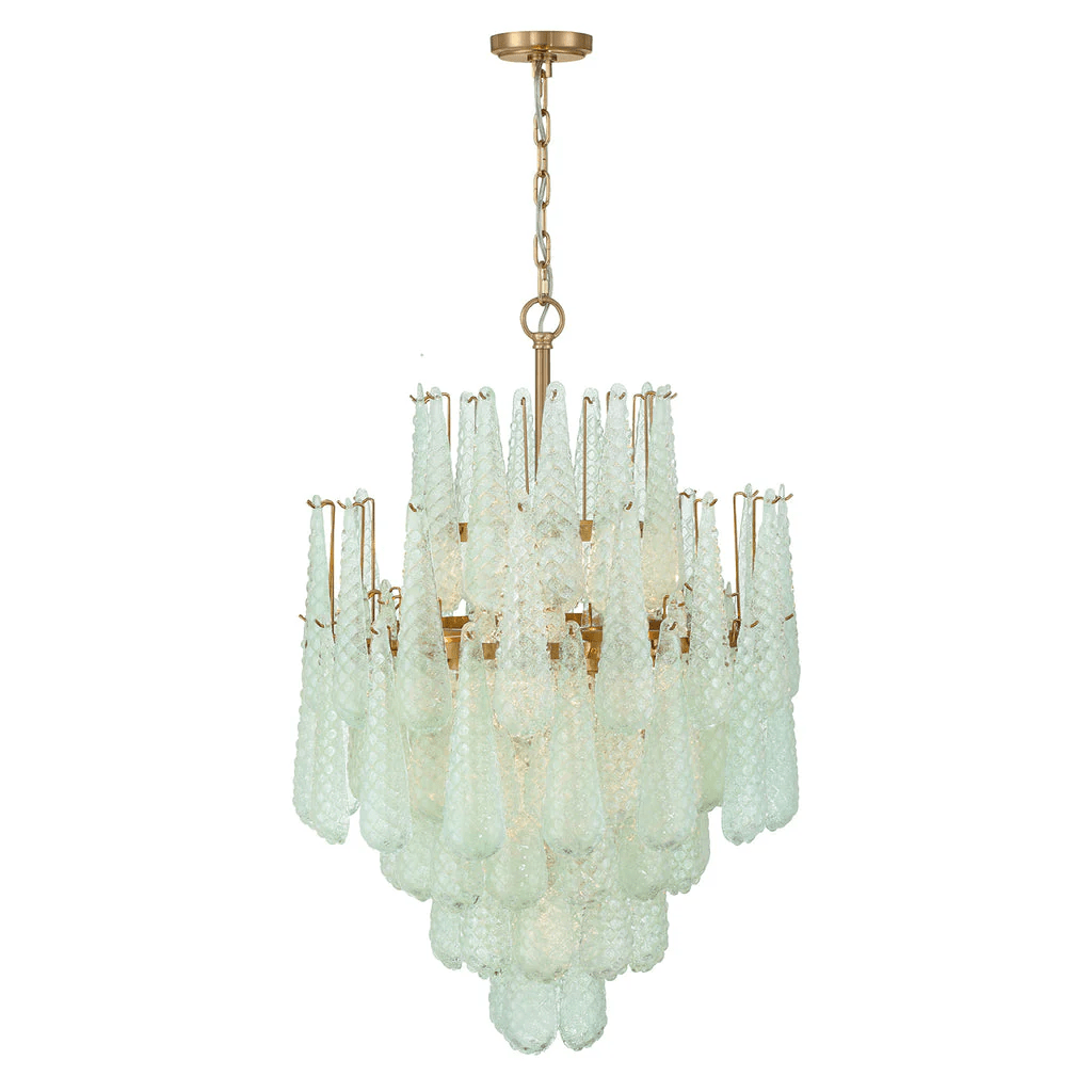 Velorian Lysekrone med dråbeformet tekstureret glas elegant