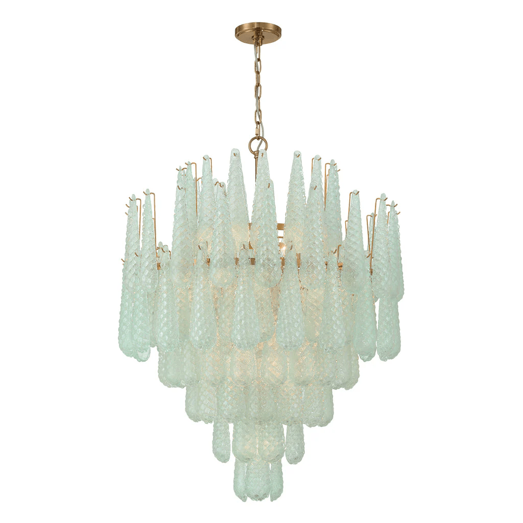 Velorian Lysekrone med dråbeformet tekstureret glas elegant