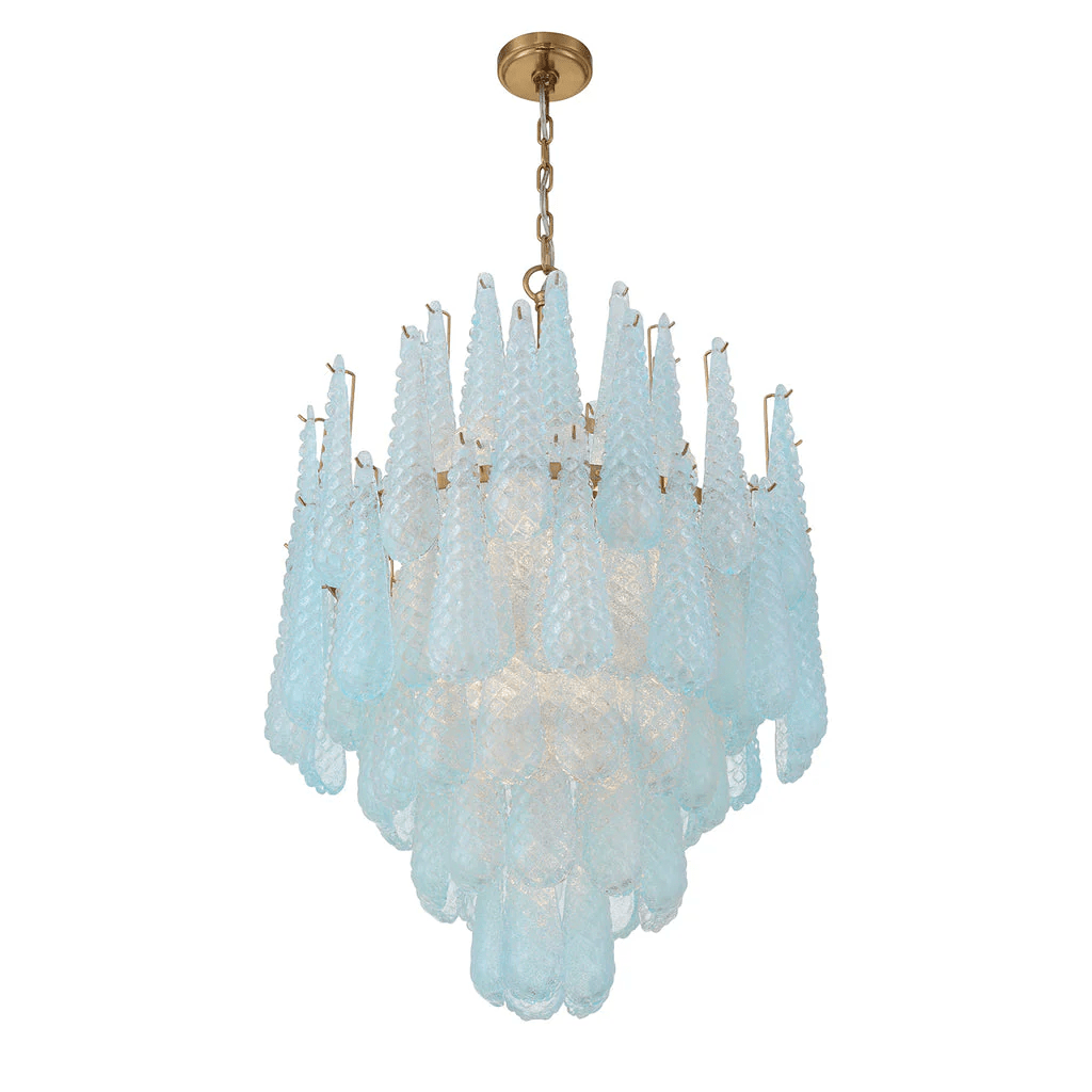 Velorian Lysekrone med dråbeformet tekstureret glas elegant