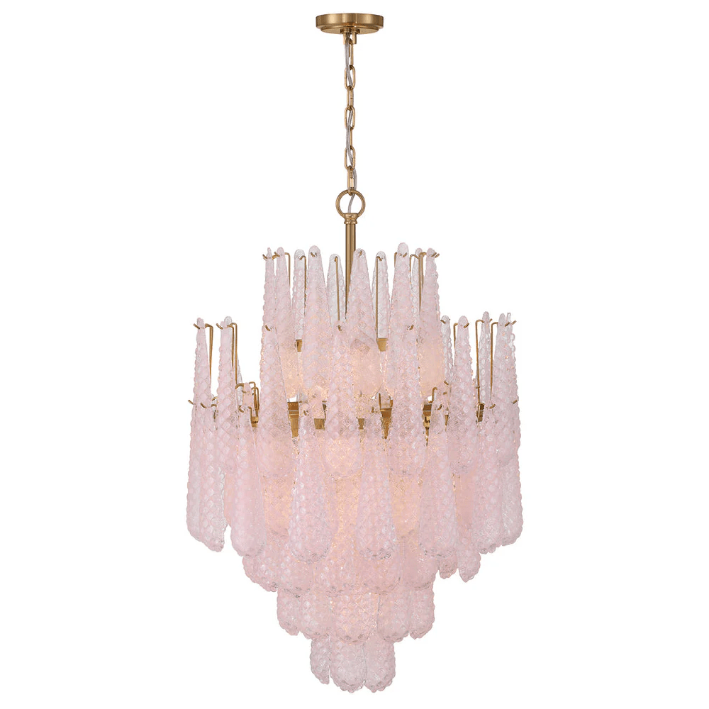 Velorian Lysekrone med dråbeformet tekstureret glas elegant