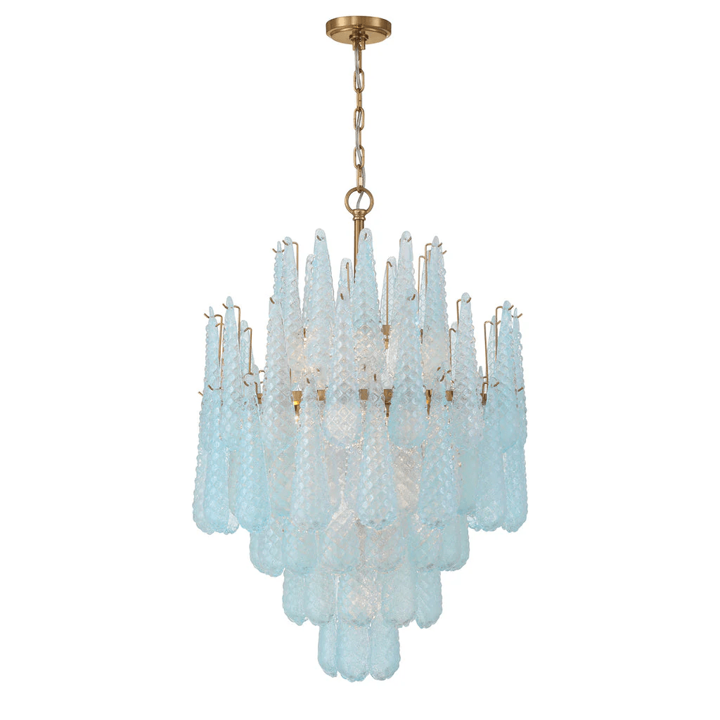 Velorian Lysekrone med dråbeformet tekstureret glas elegant
