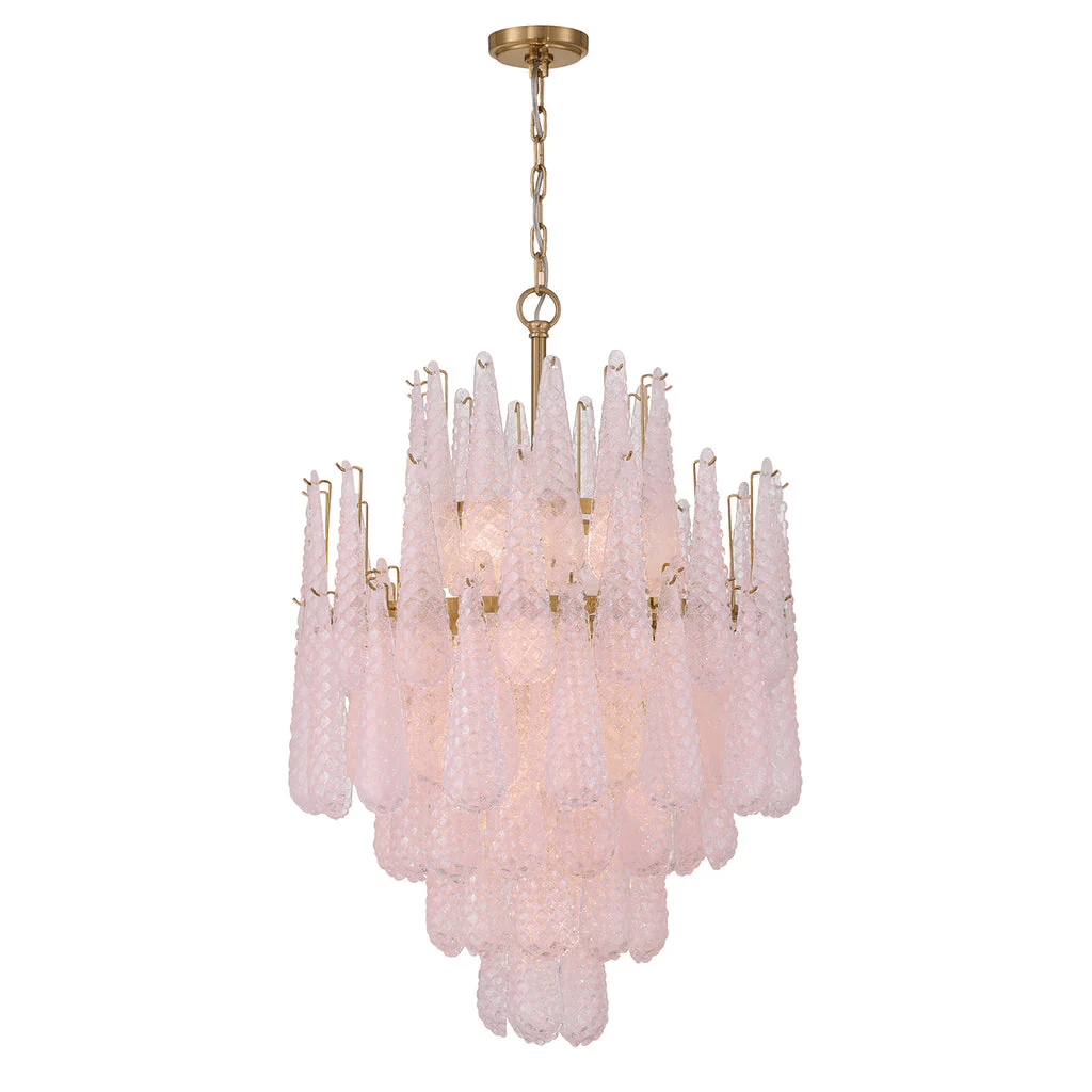 Velorian Lysekrone med dråbeformet tekstureret glas elegant