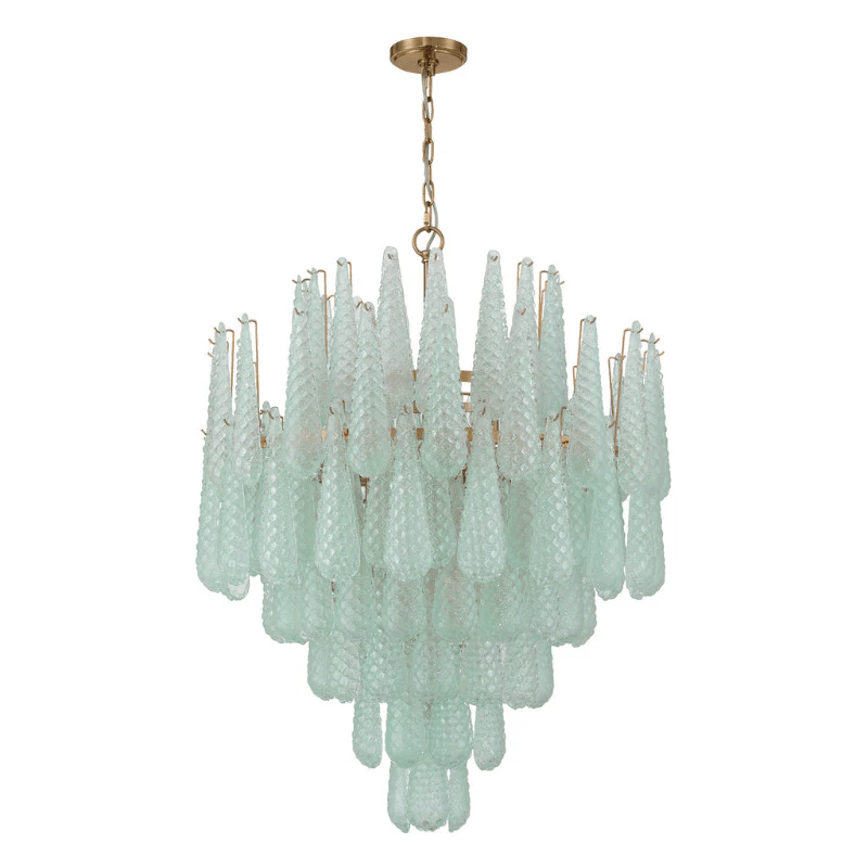 Velorian Lysekrone med dråbeformet tekstureret glas elegant