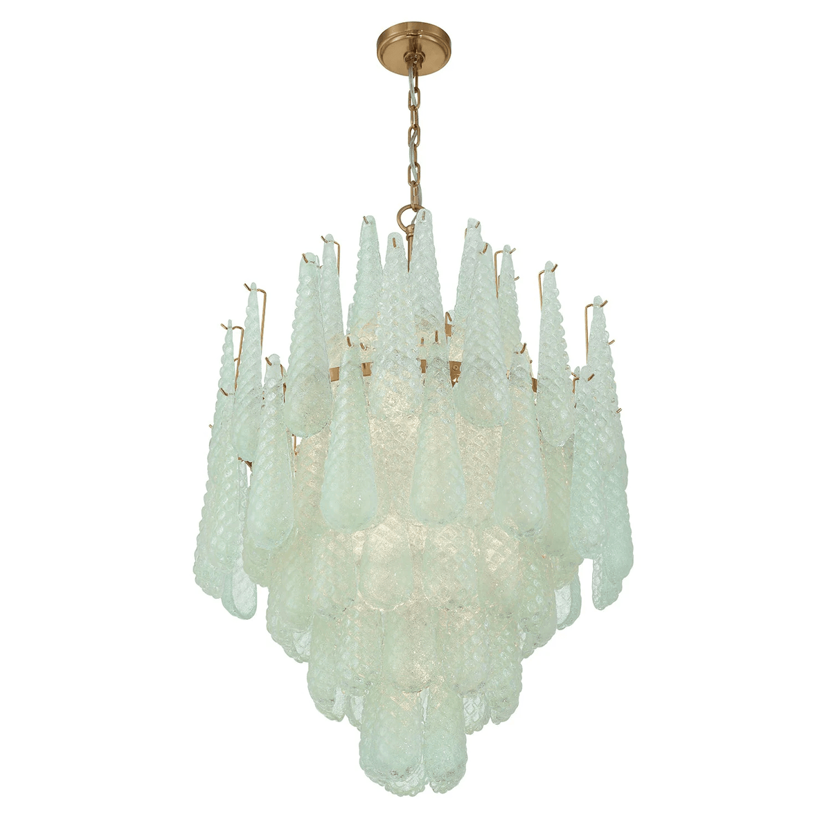 Velorian Lysekrone med dråbeformet tekstureret glas elegant