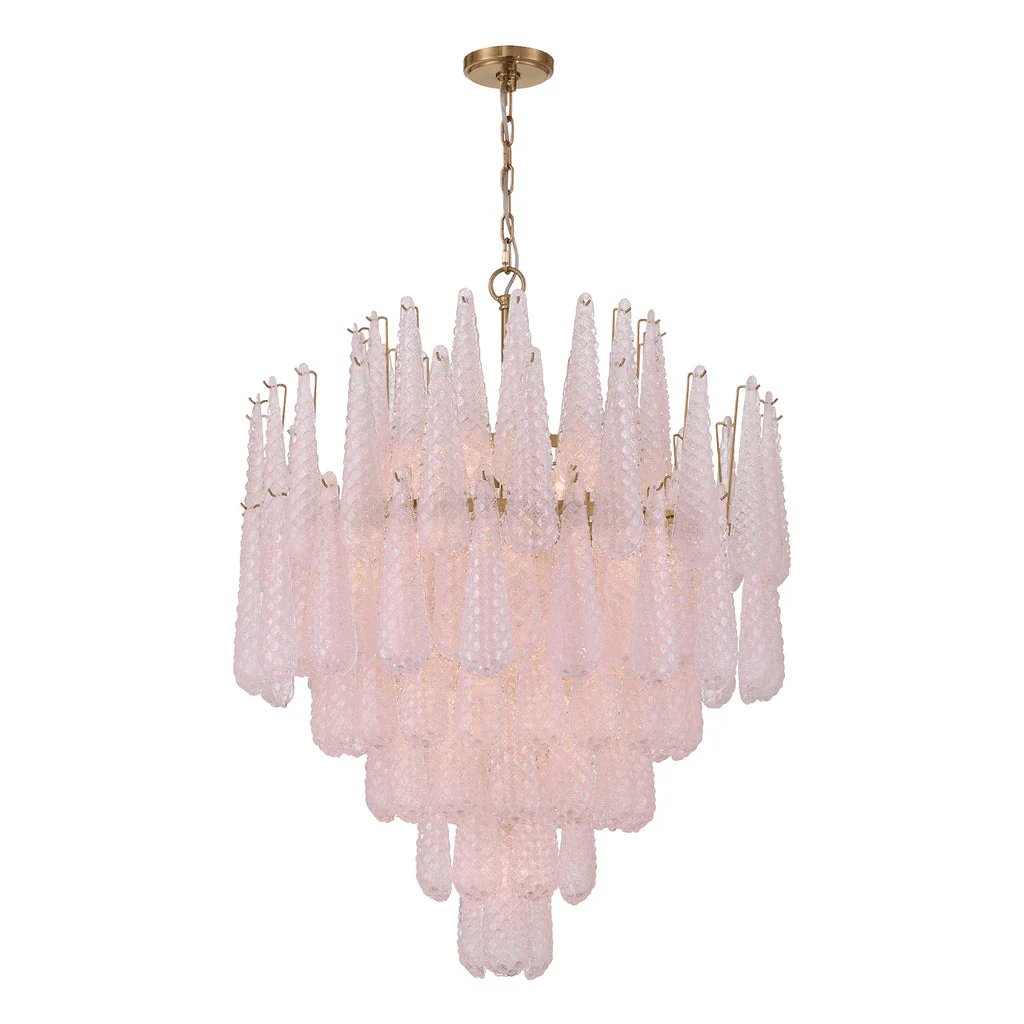 Velorian Lysekrone med dråbeformet tekstureret glas elegant