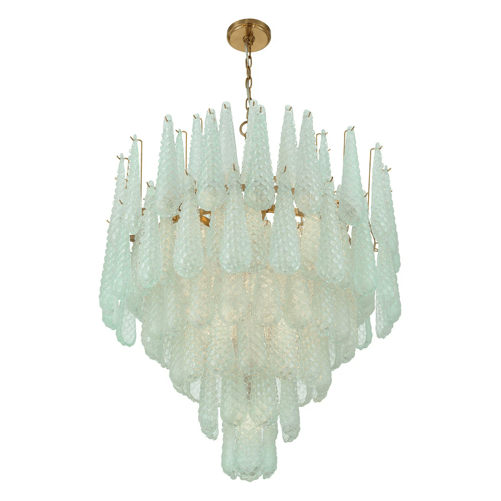 Velorian Lysekrone med dråbeformet tekstureret glas elegant