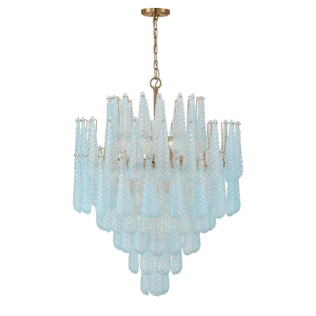 Velorian Lysekrone med dråbeformet tekstureret glas elegant