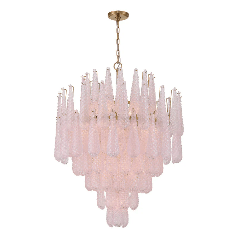 Velorian Lysekrone med dråbeformet tekstureret glas elegant