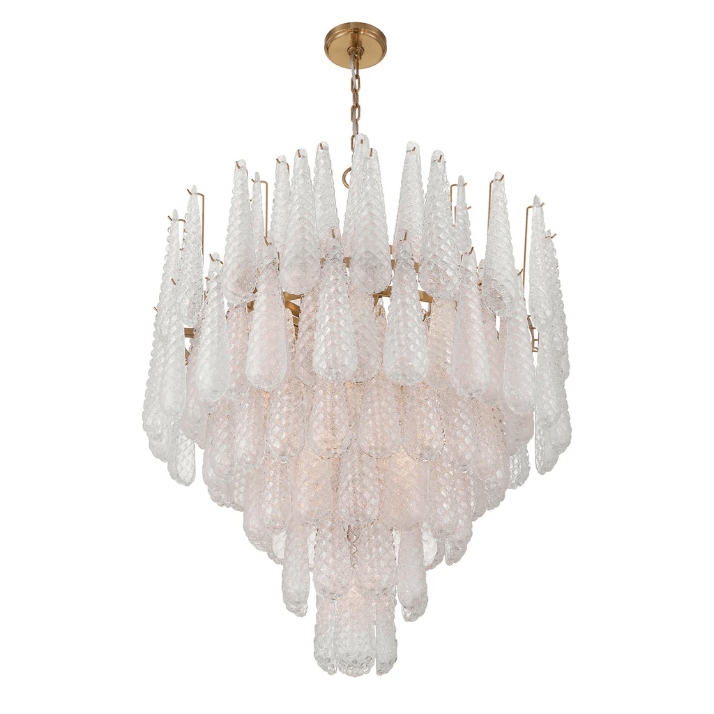 Velorian Lysekrone med dråbeformet tekstureret glas elegant