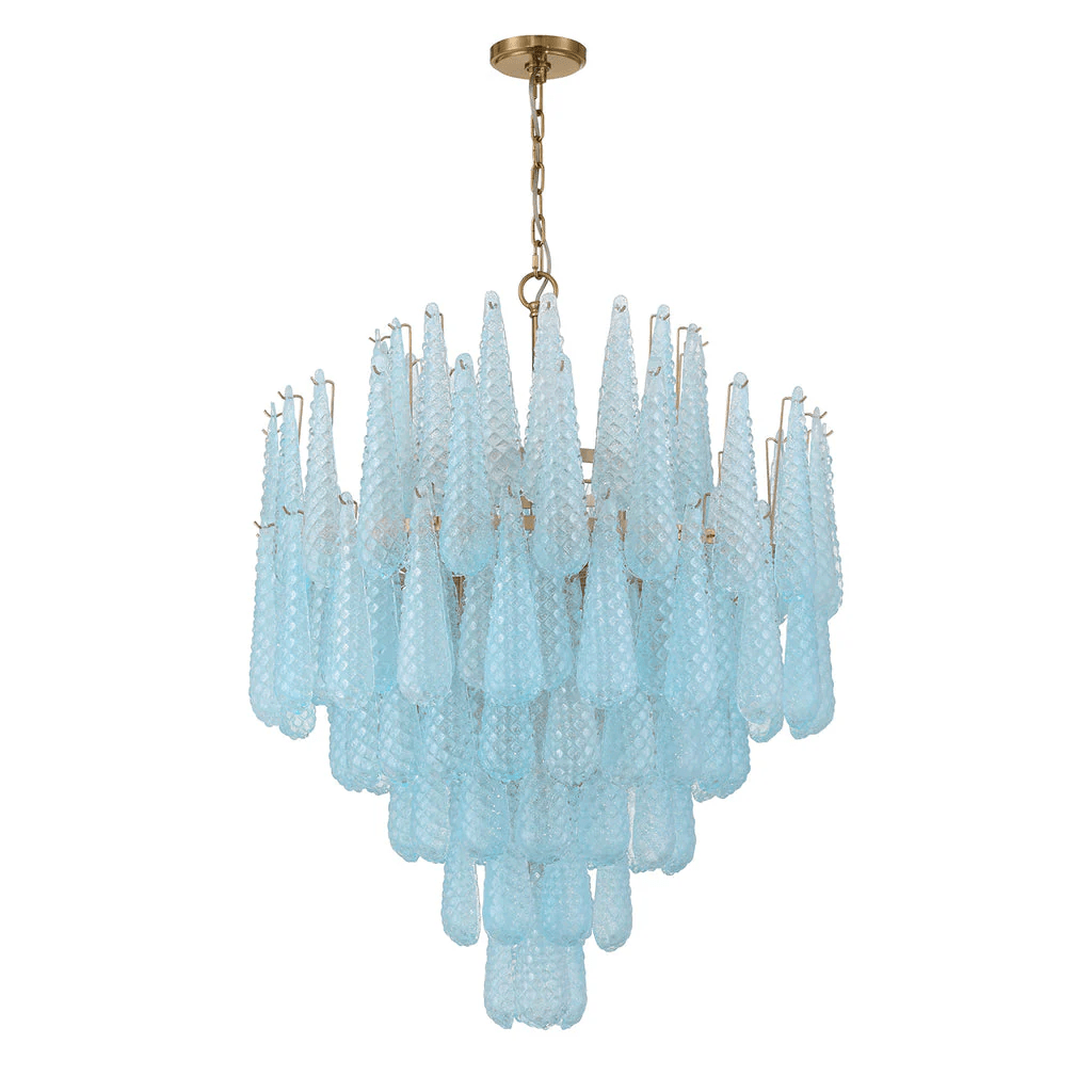 Velorian Lysekrone med dråbeformet tekstureret glas elegant