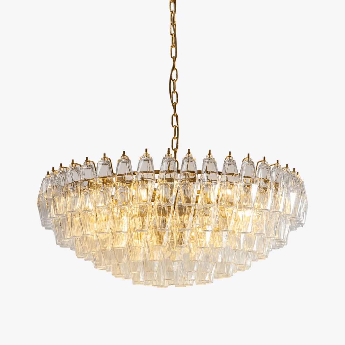 Naely lysekrone i klart Murano-glas med polyederdesign, vintage