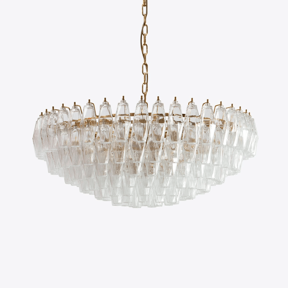 Naely lysekrone i klart Murano-glas med polyederdesign, vintage