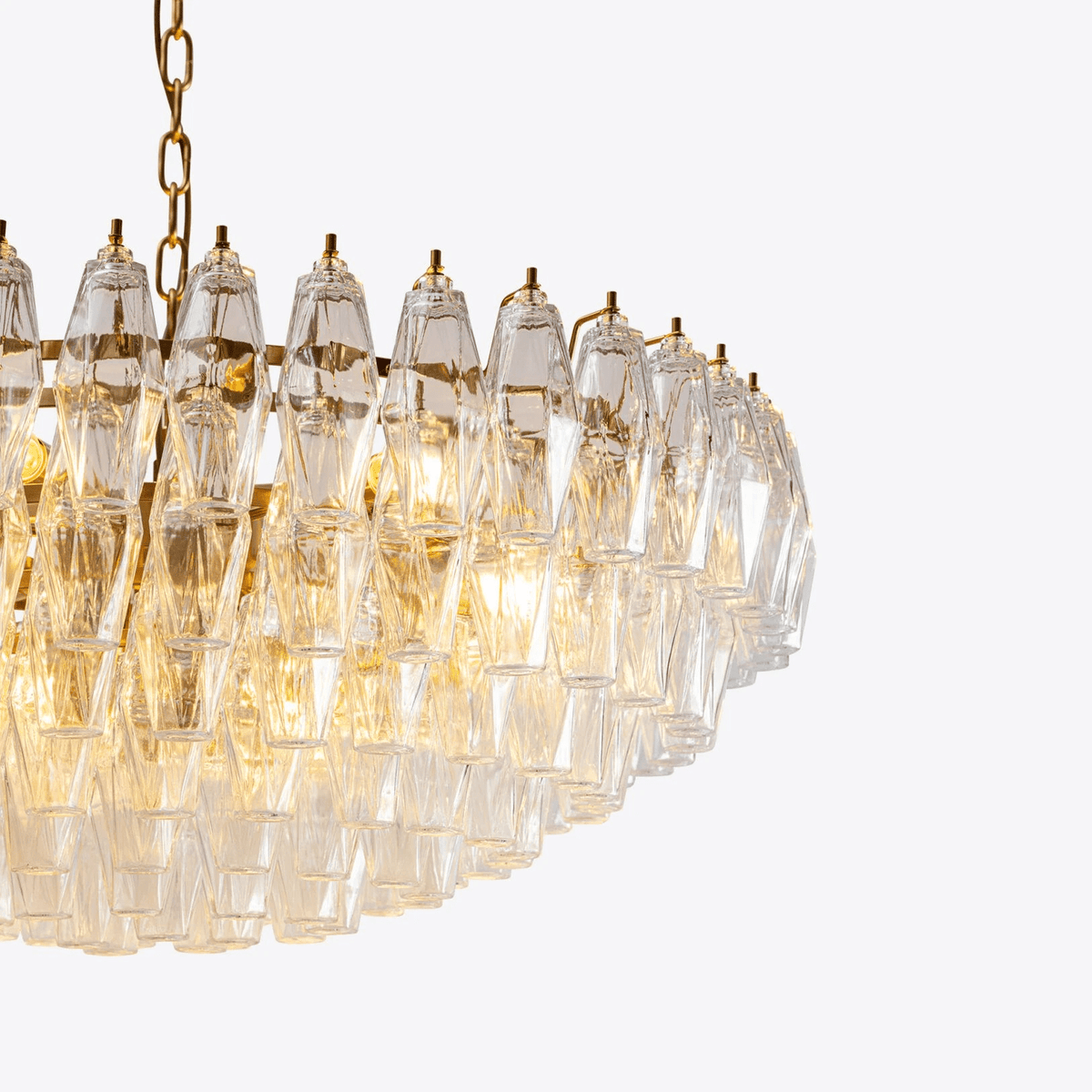 Naely lysekrone i klart Murano-glas med polyederdesign, vintage