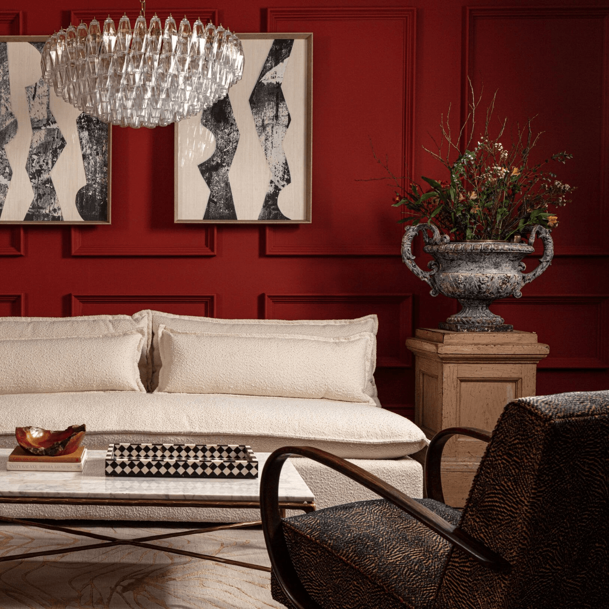 Naely lysekrone i klart Murano-glas med polyederdesign, vintage